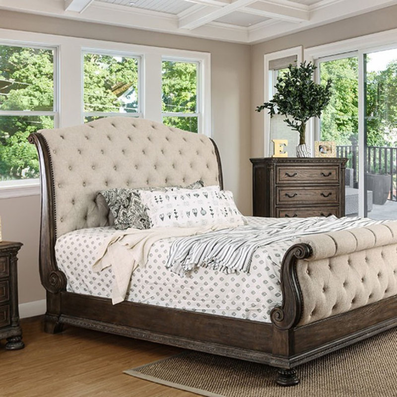 Astoria Grand Vincenzo Tufted Upholstered Sleigh Bed Wayfair